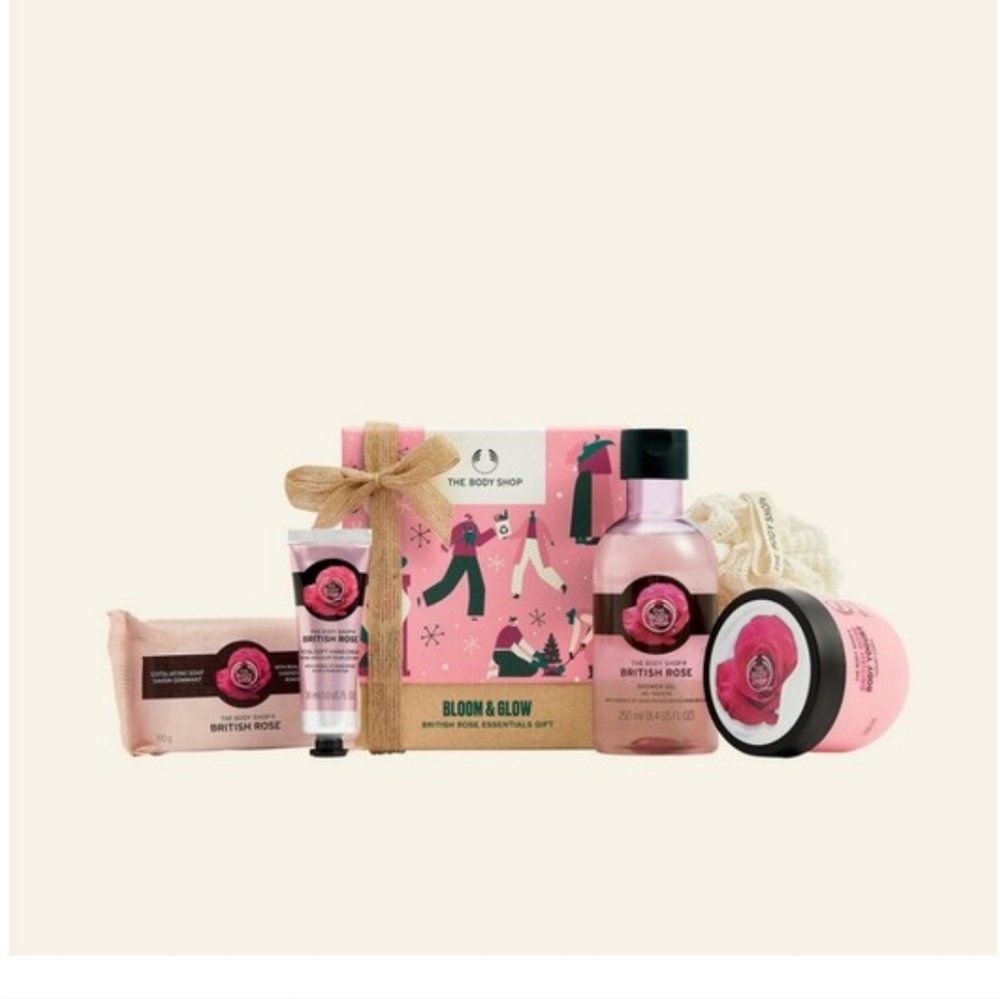Body Shop Retiring British Rose Bloom & Glow Essentials Gift Box Bundle
